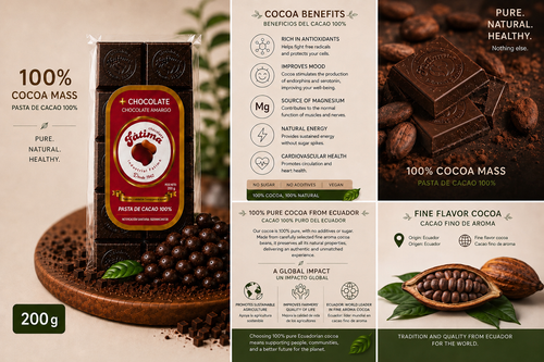 100% Pure Ecuadorian Cocoa Mass / Fine Aroma Chocolate 200g.